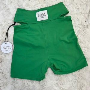 Camila Coelho Cut‎ Out Athletic Shorts Green Sz XS